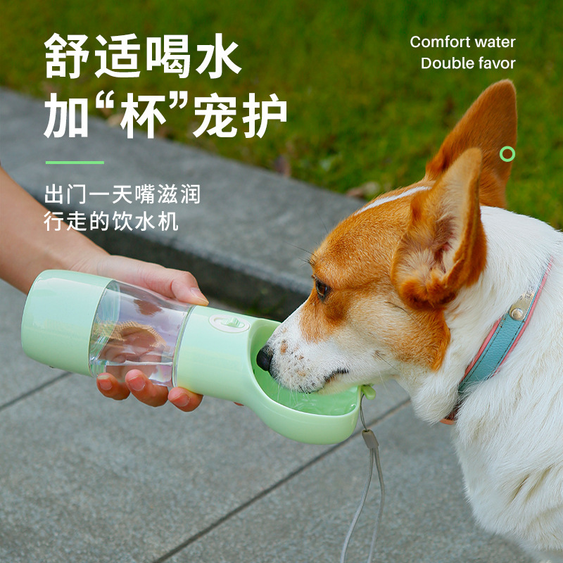 Transfronteriza nueva taza de agua para mascotas perro portátil fuente de agua potable gato botella de agua de alimentación al aire libre taza de alimentos suministros