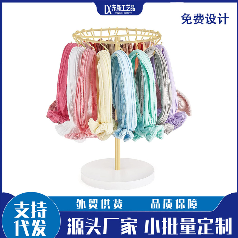 In-Stock Hairband Holder Metal and Wooden Hair Accessory Organizer for Bedroom Modern Organizer with 30 Alloy Hooks