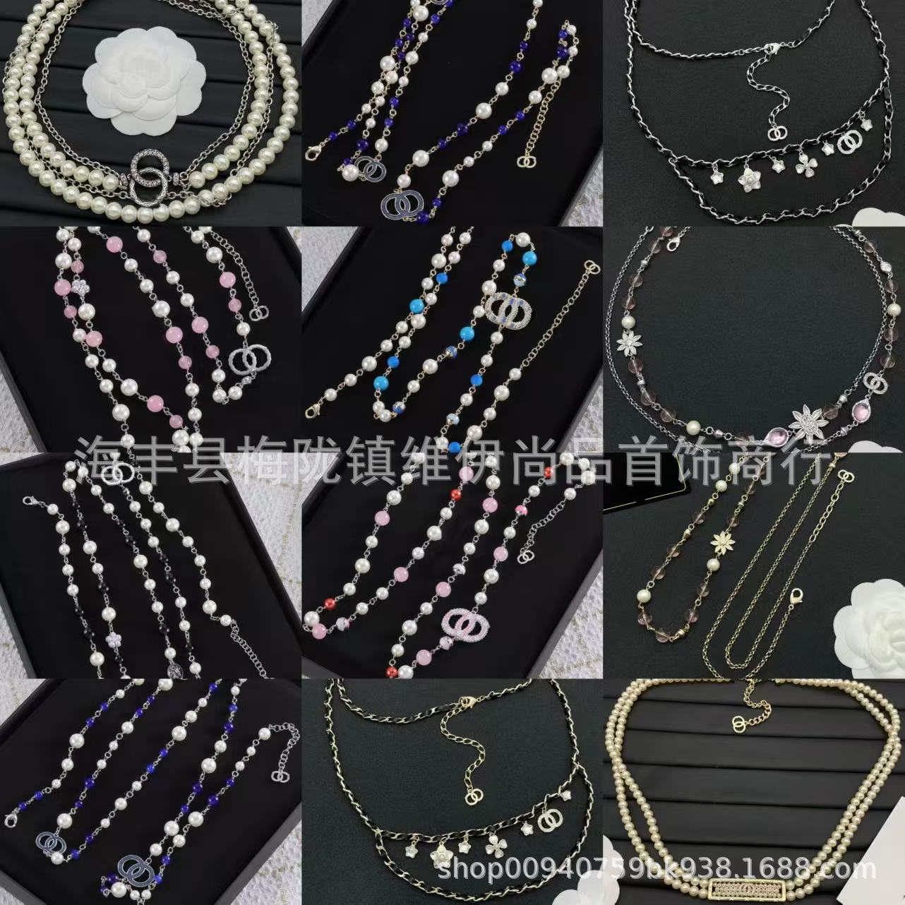 fashionable elegant retro necklace pearl with letters