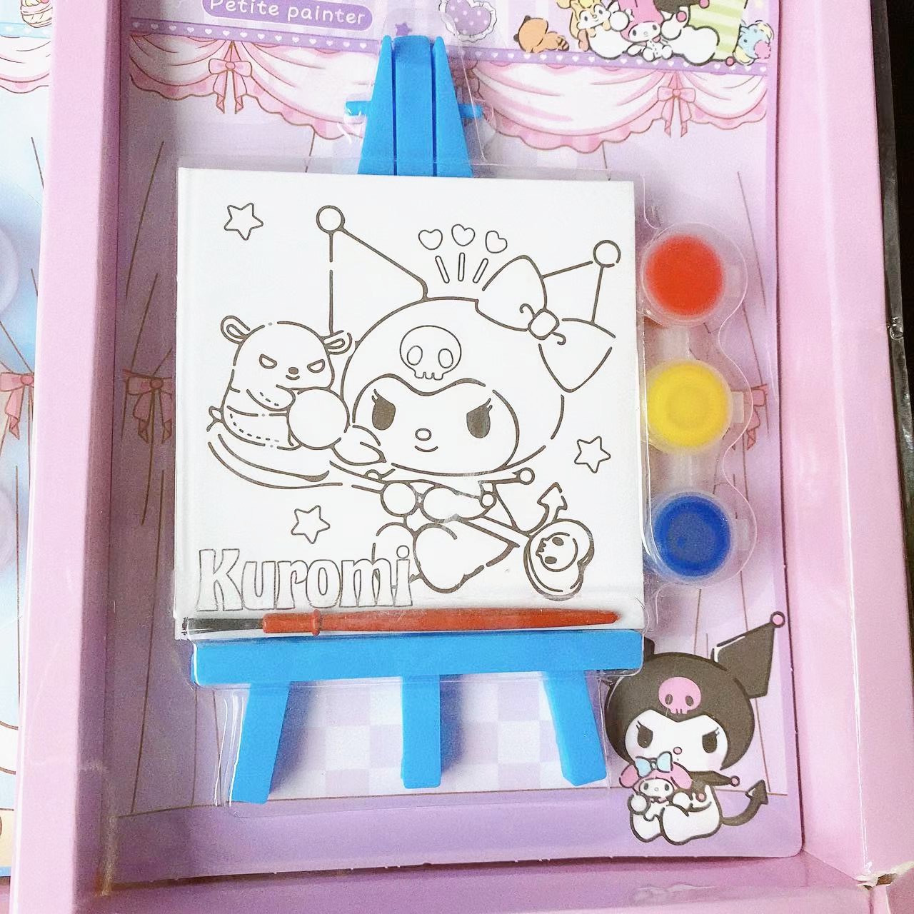 Xiaoxiao pintor sanli ou patrón de dibujos animados pintura hecha a mano de los niños con caballete pigmento educativo pintura para colorear premio
