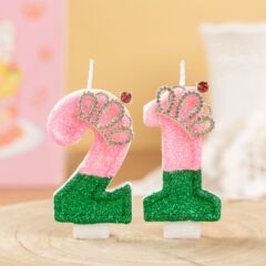 卸売デジタルキャンドル魔女冠ピンク系ケーキインサート誕生日無煙アマゾン手描きキャンドル