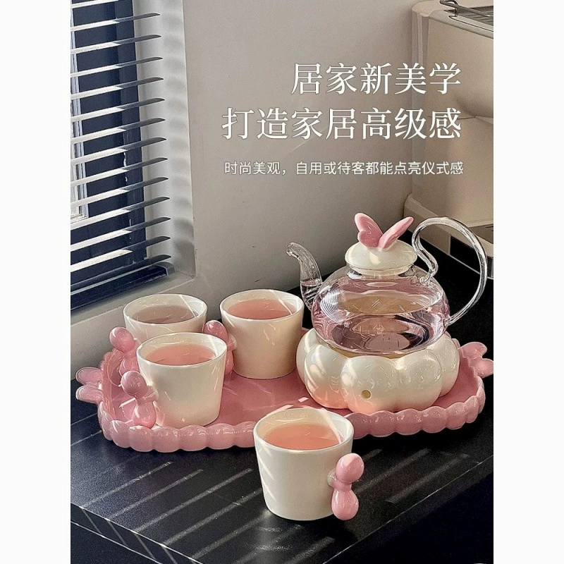 Ceramic flavored tea, teapot, tea cup, set, fruit tea, afternoon tea, candle