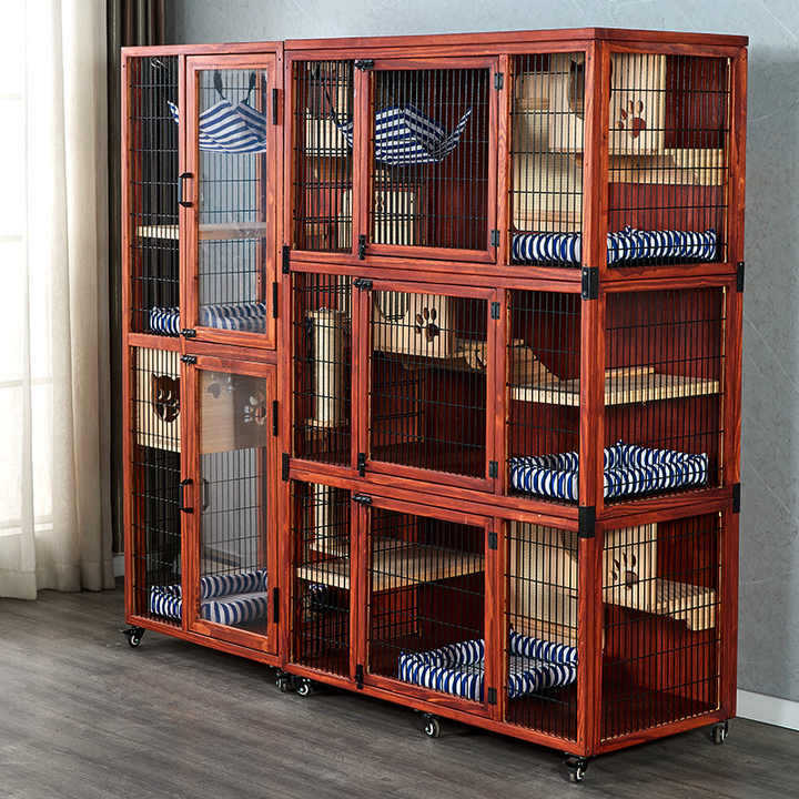 キャットヴィラ 無垢材猫ケージ ホームスペース 猫ハウス 高級屋内猫ハウス 猫キャビネット 猫の巣 猫ハウス|undefined
