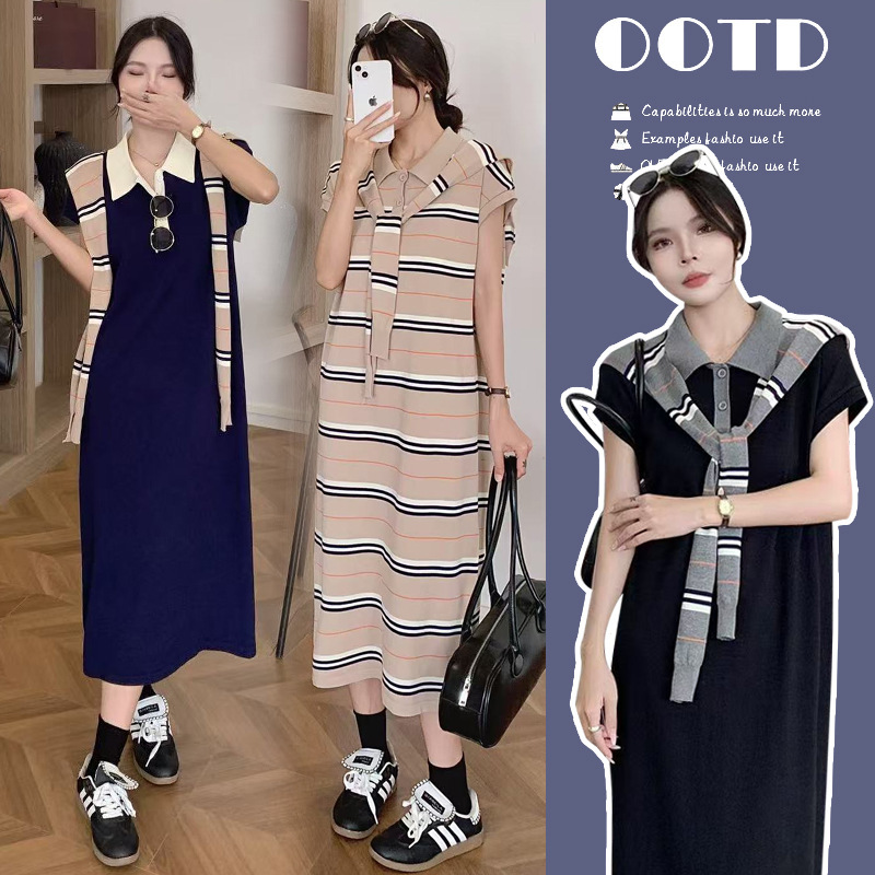 2026 New Style Maternity Summer Knit Poio Dress + Shawl Trendy Mom Nursing Dress 2026 New Style Maternity Summer Knit Poio Dress + Shawl Trendy Mom Nursing Dress