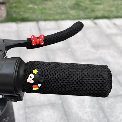 Bicycle Grip Cover, Breathable, Motorcycle Handle Cover - black-and-red-knot-zuo-qin-ni
