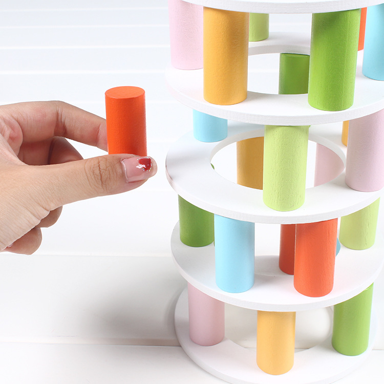 Torre de pizza de madera capas apiladas de alto equilibrio puzzle juguetes interactivos para padres y niños enfocados juegos de mesa de educación infantil