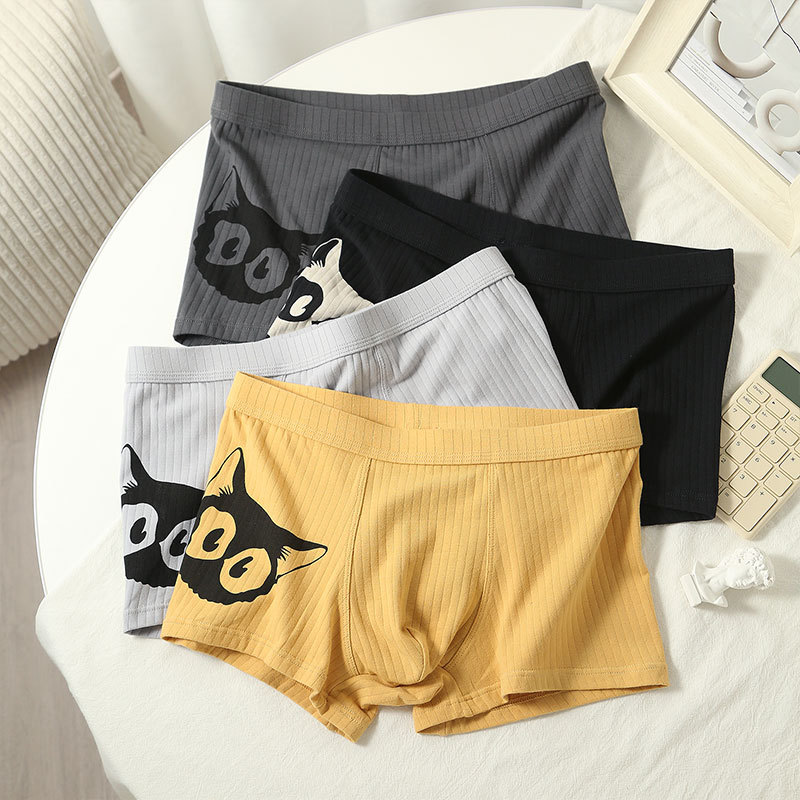 Ropa interior de algodón hombres otoño transpirable boxeadores cabeza entrega de una Pieza Impresa Boxer shorts invierno pantalones cortos de los hombres