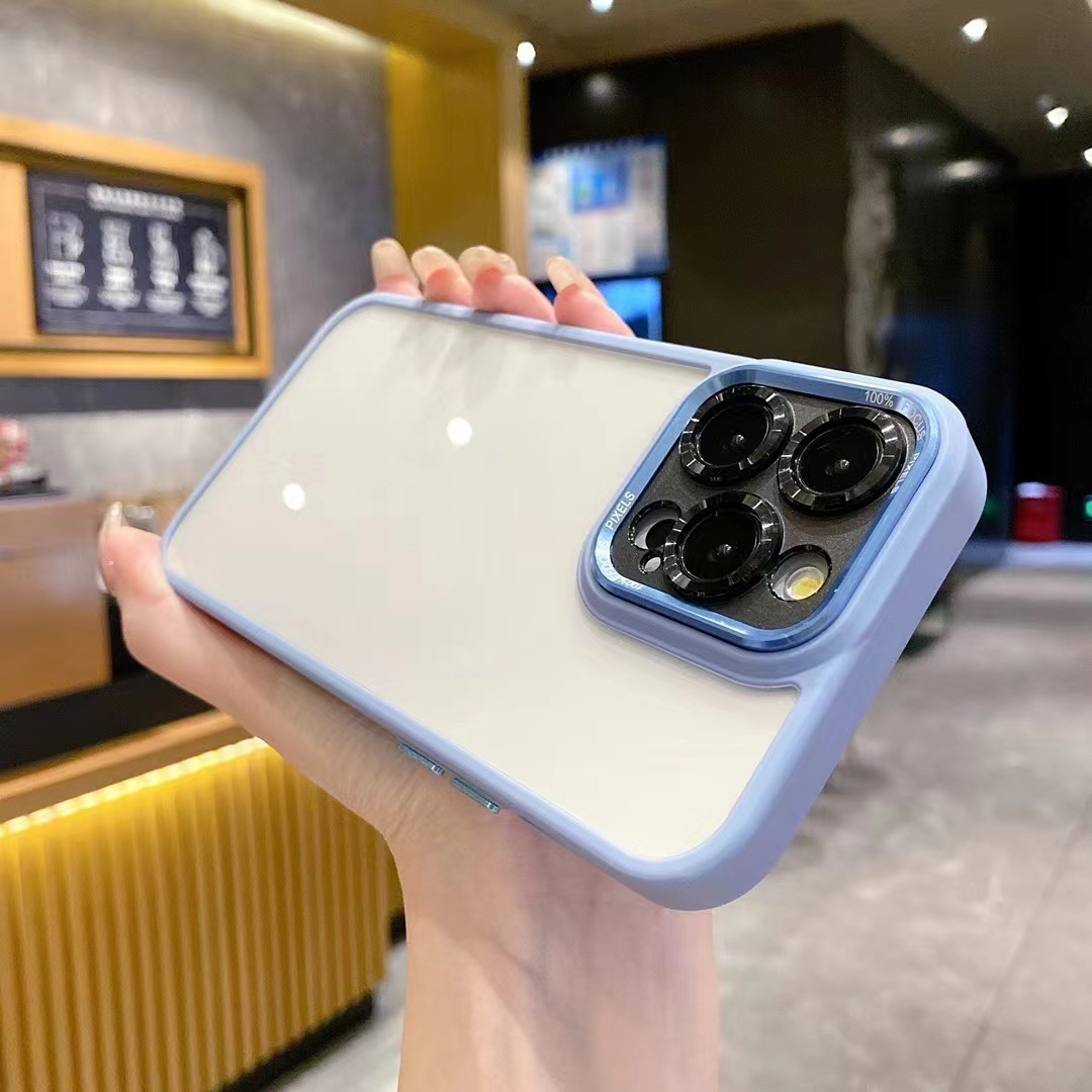 Lente de metal simple y de alta calidad para iPhone13 funda para teléfono móvil 15ProMax Apple 14 hombres y mujeres 12 nuevos