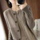 2024 early Spring and Autumn new round neck knitted cardigan women's short striped sweater loose sweater thick coat