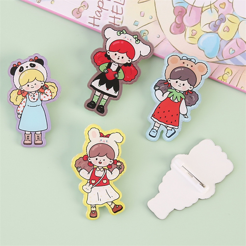 漫画クリエイティブアクリルブローチドーパミン女の子かわいいバッジ子供装饰ピンストラップアクセサリー卸売|undefined