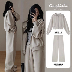 运动服套装女2025新款春季韩版宽松大码卫衣休闲跑步两件套盐系潮
