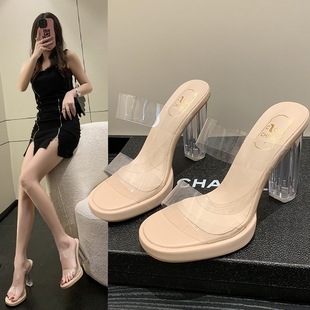 �߸���ЬŮ2023�ļ��¿�һ�֎�PVC�⴩�r��ˮ����slippers ladies