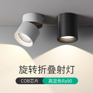 Led Downlight Spotlight Adjustable Angle Surface Mounted Foldableable Hole-Free Barrel Light Living Room Background Wall Entrance Ceiling Light