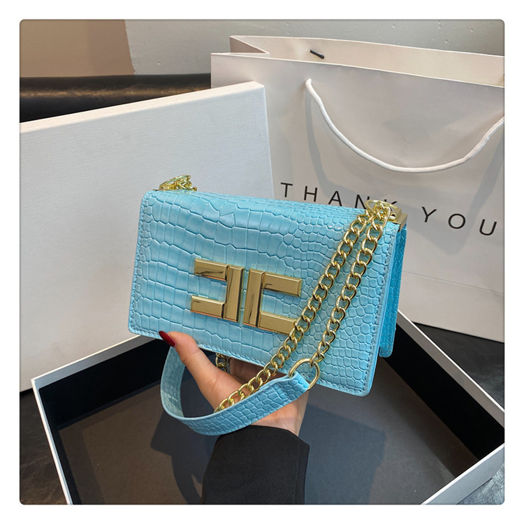 Borsa da donna con motivo coccodrillo Borsa a tracolla con catena color fiore 2023 Nuova borsa da pendolarismo stile occidentale semplice Borsa a tracolla stile occidentale_voghion.com
