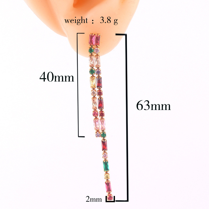 Simple Style Tassel Copper Earrings Plating Zircon Copper Earrings