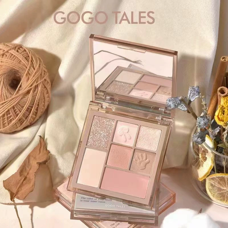 Палетка из семи цветов Gogotalesgogowu, матовые тени в земляных серо-розовых тонах с жемчужным тонким глиттером, новая модель 628