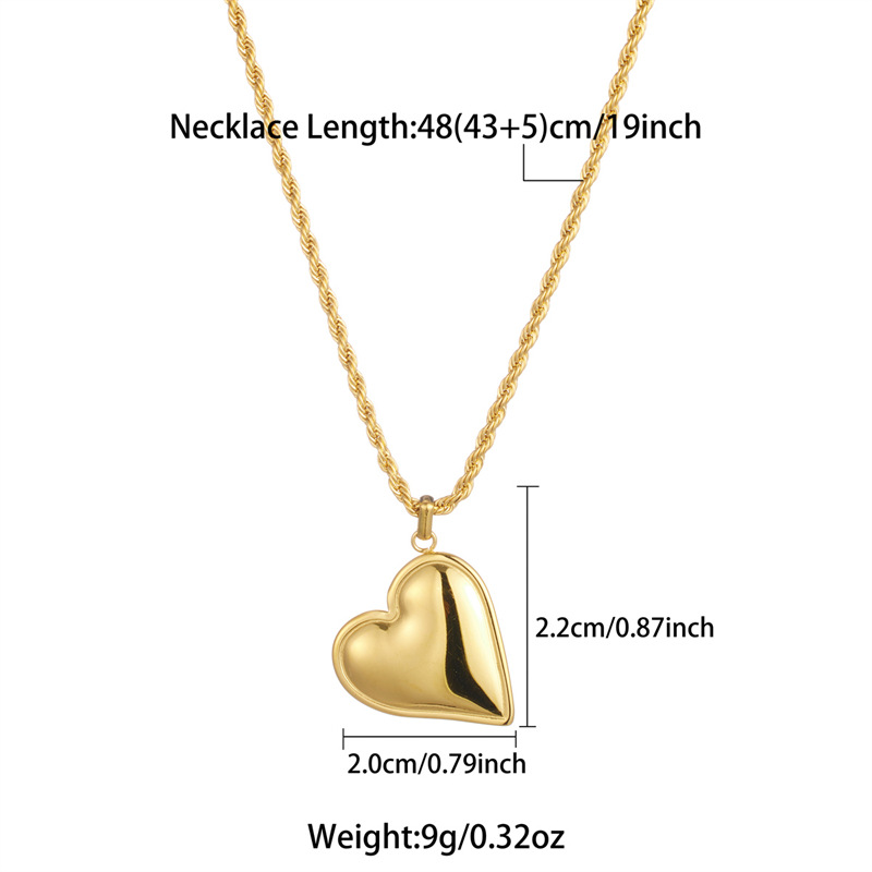 304 Stainless Steel Chain Material Wholesale Jewelry Princess Heart Shape Stainless Steel Beaded Pendant Necklace