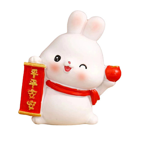 New Year Resin Zodiac Gift Lucky Rabbit Ornament Cute Cute Rabbit Car Interior Decorative Item Wholesale