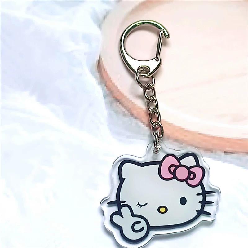 Hello kitty, акриловый брелок, двусторонний аксессуар для сумки, милый подвес, оптом