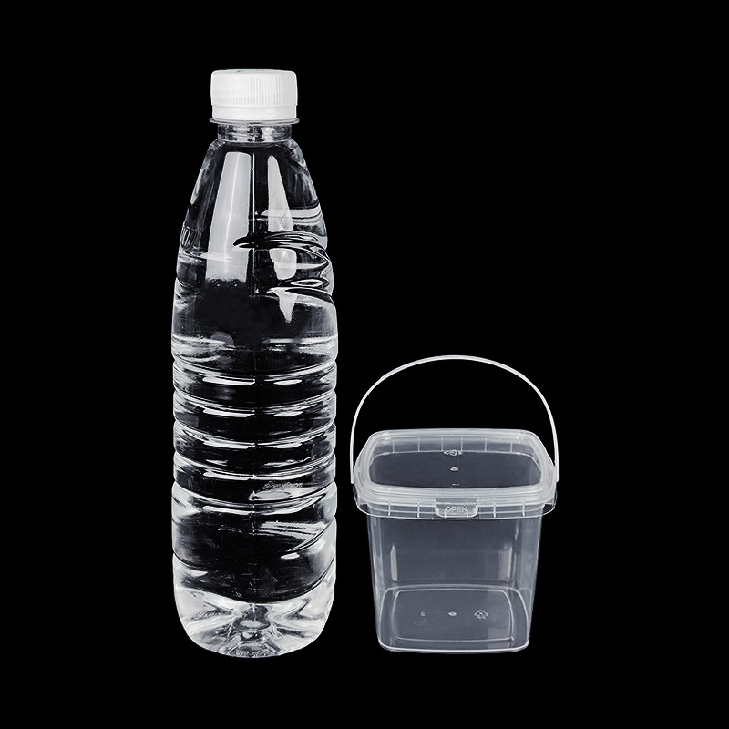 0.3L Portable Small Square Bucket with Lid for Laundry Pods, Transparent Storage Container, Crystal Colored Clay & Space Putty Packaging Jar