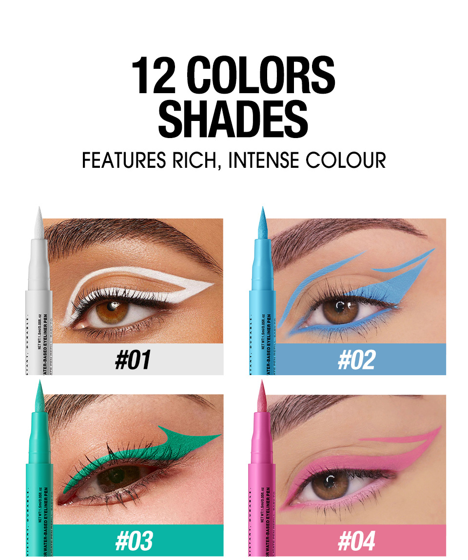 LANGMANNI Liquid Twelve-color Eyeliner Pen Set Matte Quick-Drying fang Smudge Eyeliner Liquid Pen undefined