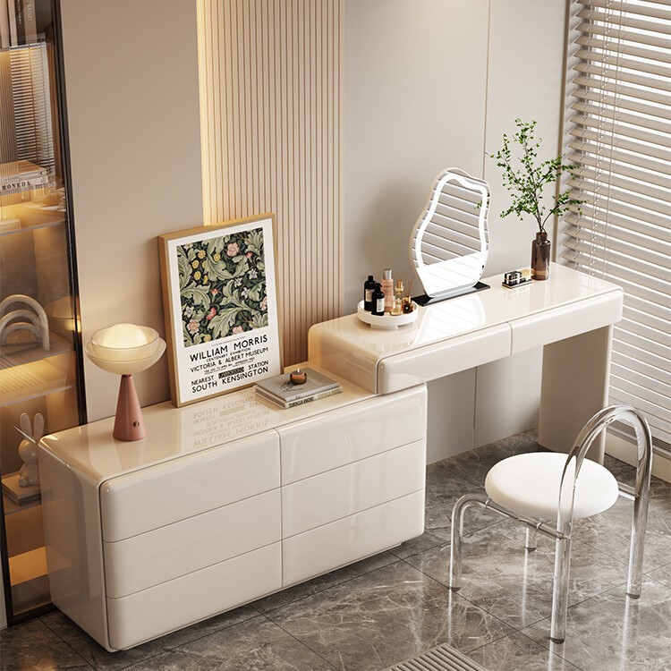 Apartment No.7 Cream Style Dressing Table 2024 New Bedroom Simple Modern Storage Cabinet Makeup Table Bucket Integrated