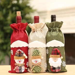Cross-border wine bottle set wine bag linen Christmas new champagne wine bottle set wine bottle bag dining table dress