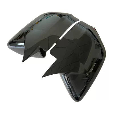 Suitable for the 2026 Changan CS55 Plus, this product is a carbon fiber textured, baked black finish rearview mirror cover with triangular louvers (Other Automotive Exterior Supplies) - 26-pieces-of-black-painted-bull-horn-rearview-mirror-covers-for-the-changan-cs55-plus-with-rain-visors