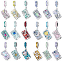 银姿韵原创复古风塔罗牌diy吊坠配件跨境神秘s925银星月能量串珠