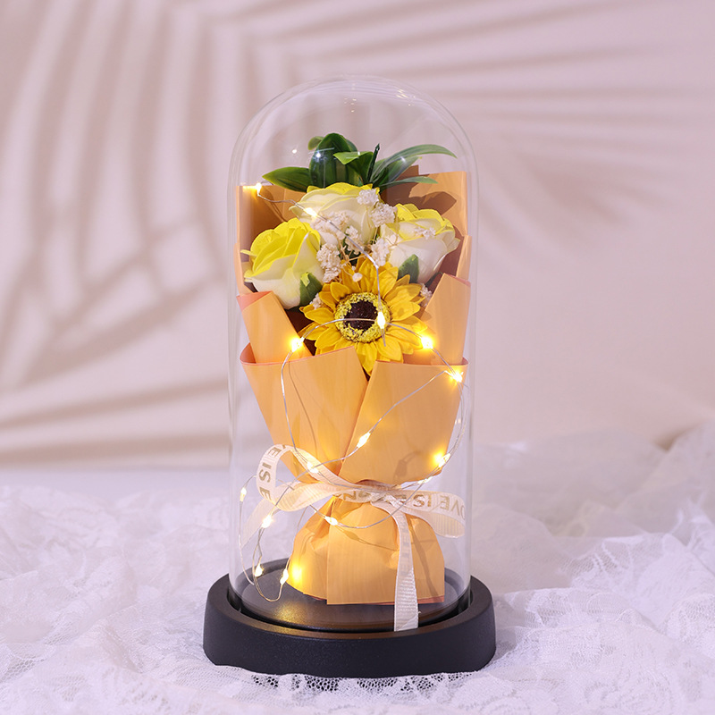 520 regalo de San Valentín copa de vidrio eterno flores secas rosas jabón flores para amigos y esposas adornos exquisitos