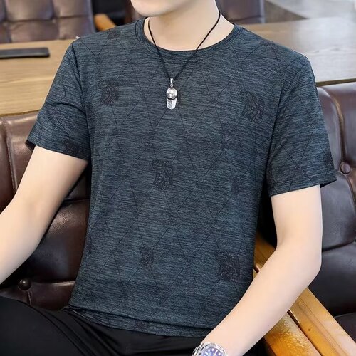 Summer Thin Short-Sleeve T-Shirt for Men, Korean-style Trendy All-Match Loose-Fit Plus-Size Striped Half-Sleeve Base Layer