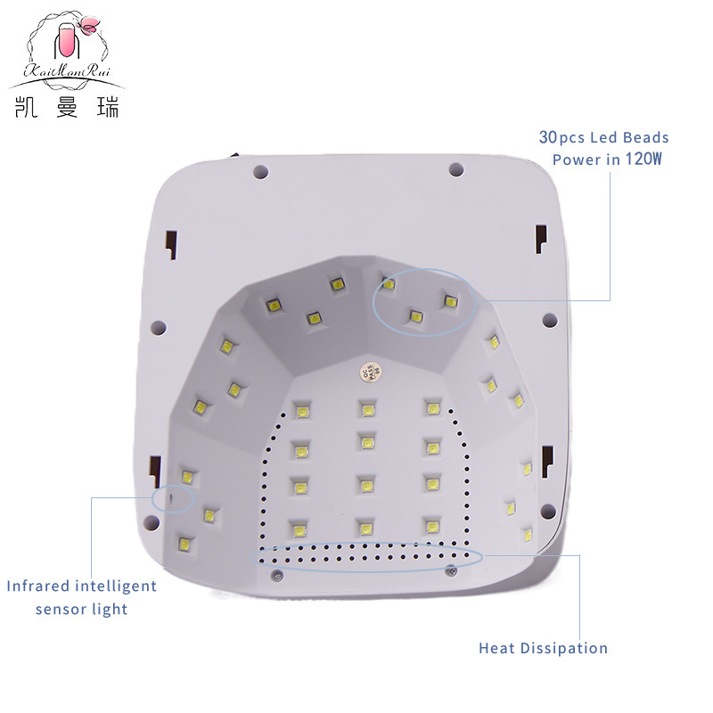 Lámpara de manicura transfronteriza 120W alta potencia almacenamiento de manicura luz de terapia de luz gran espacio mano y pie doble uso manicura luz horneada al por mayor
