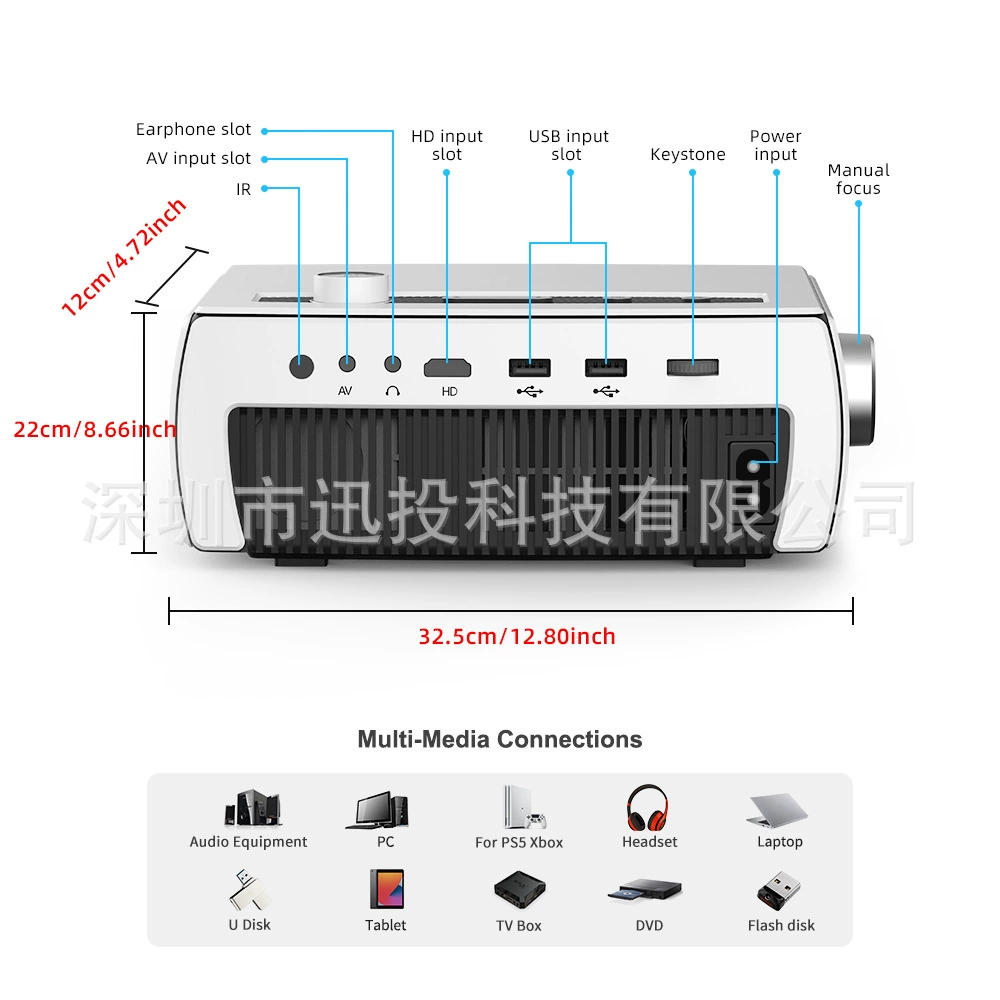 Кросс-бордер YG430 HD домашний проектор LED микропортативный проектор 1080p театр на одном экране мобильный телефон