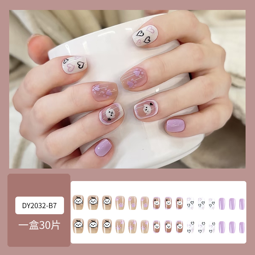 30 piezas de uñas postizas en caja, uñas de alta gama populares para llevar, puntas de uñas versátiles y de moda, gran venta al por mayor.