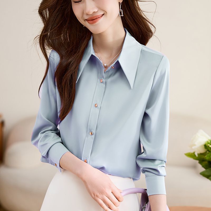 气质职业长袖衬衫女秋装2025年春秋季新款衬衣显瘦百搭女士上衣服|undefined