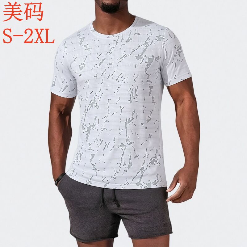 Us Size Men's Sports Fitness Shirt, Running Quick-Dry Clothing, Short-Sleeved Moisture-Wicking Outdoor Casual T-Shirt Manufacturer