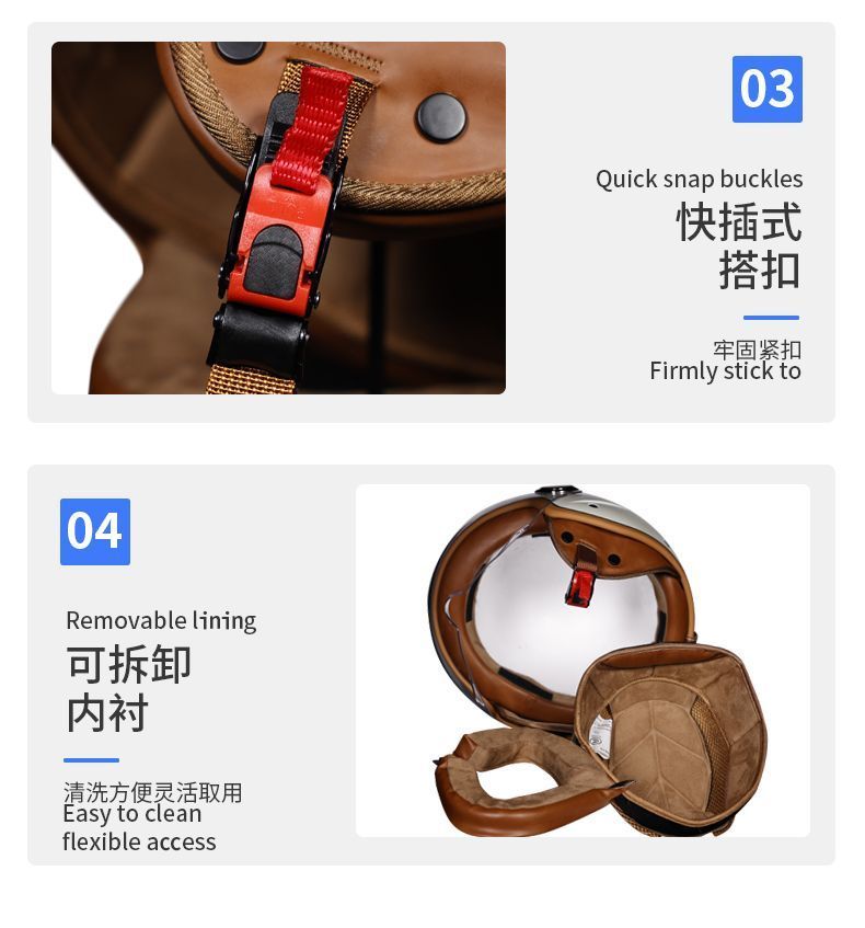 3C Standard Retro Motorcycle Helmet Open Face For Scooter With Bluetooth