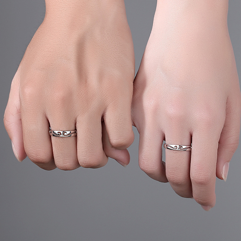 Anillo de pareja de aro de moda de plata esterlina S925 estilo japonés y coreano hombres y mujeres anillo de apertura al por mayor ajustable