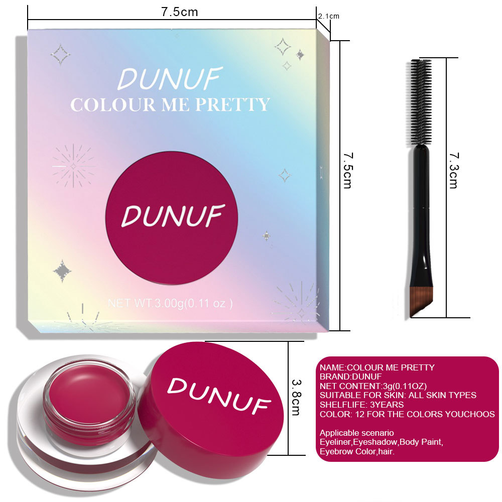 DUNUF 12 Face Color Waterproof Eyeshadow Long-lasting Eyeliner Matte Gloss Eyebrow Dye Universal Note Disclaimer Application Scenario