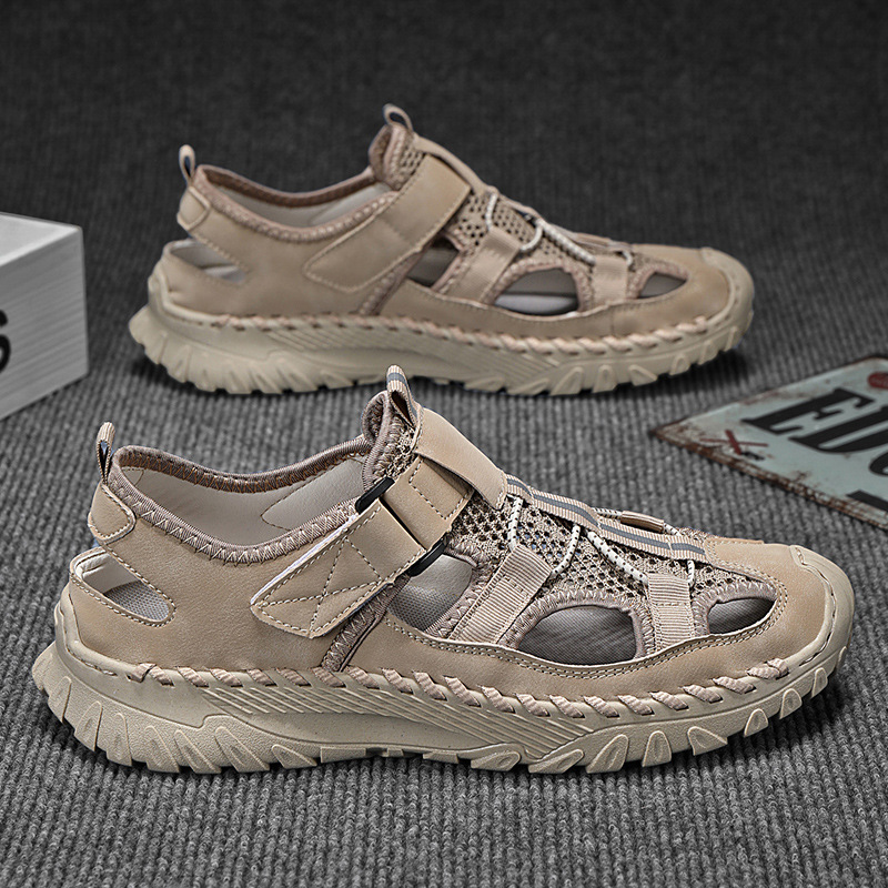 스포츠 샌들 남자 여름 캐주얼 트렌디 한 외출 비 슬립 소프트 하단 넓은 발 중공 메쉬 플러스 사이즈 남자 신발 4546