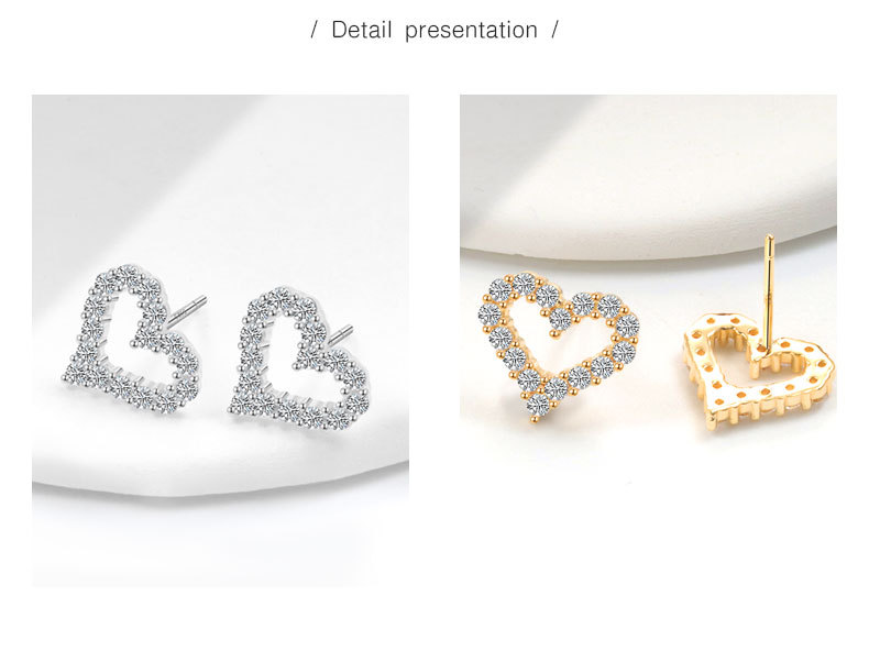 Daily Occasion 1 Pair 925 Sterling Silver 925 Sterling Silver Earrings Heart Shape Ear Studs