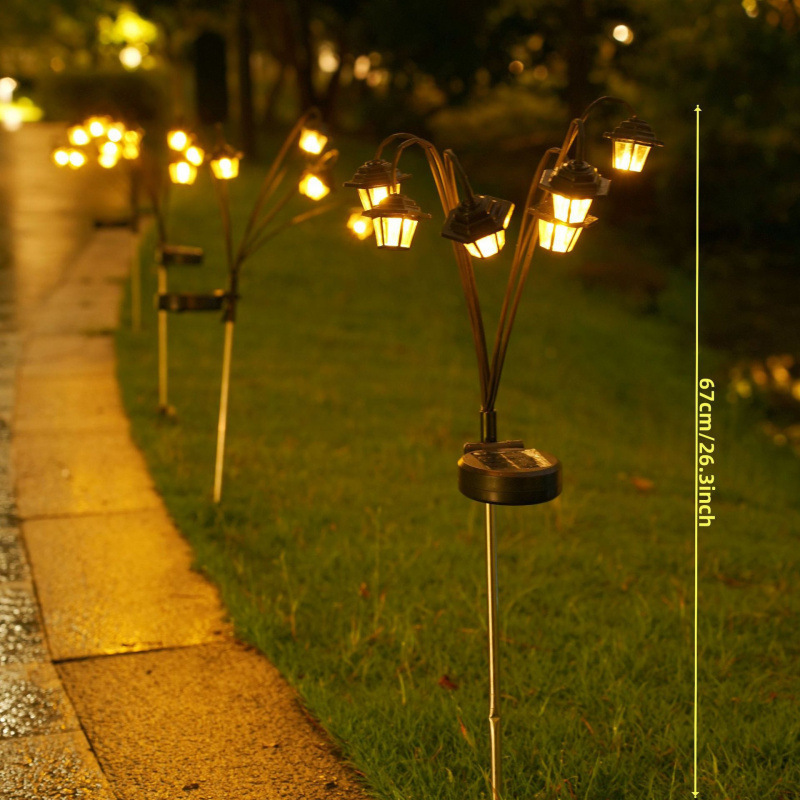 Cross-Border Solar-Powered Hexagonal Palace Lanterns, Outdoor Waterproof Retro Garden String Lights, Lawn Landscape Lights, Garden Ambiance Lighting