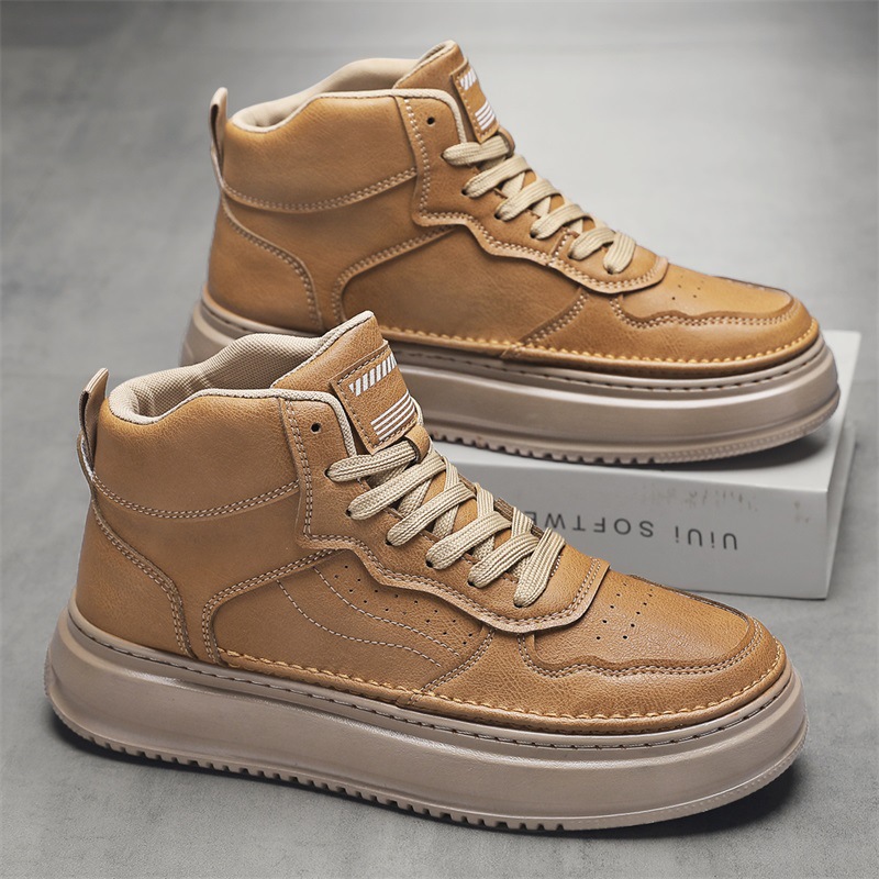 Autumn 2025 New High-Top Men's Shoes Thick-Soled Men's Casual Sports Trendy Shoes Business British Fashion Soft-Soled Shoes