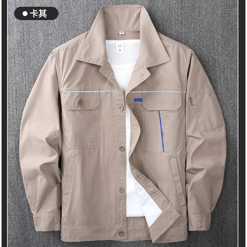 夏作業服メンズスーツ薄型通気性長袖溶接作業場防汚トップスとパンツ労働保護服作業服|undefined