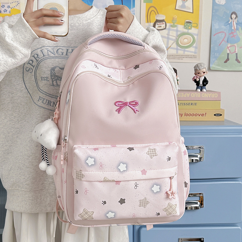 School Bag for Girls, Japanese Style, Suitable for Elementary School Students in Grades Three to Six, Versatile and Simple, Large Capacity, Fresh Style Backpack for Middle School Students