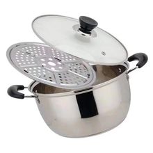 不銹鋼鍋蒸鍋家用煤氣灶用湯鍋復底蒸鍋奶鍋煲湯鍋電磁爐通用代發