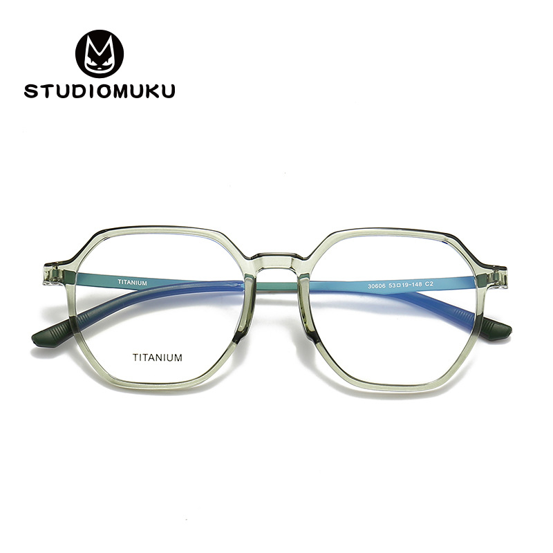 STUDIOMUKU gafas frescas de madera elegante puro titanio transparente polígono marco gafas vintage image 6