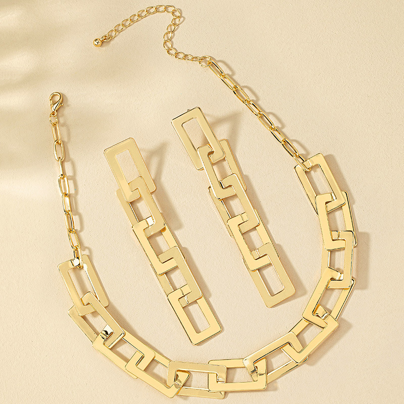 Hip-hop Simple Style Geometric Alloy Plating Women's Earrings Necklace display picture 6