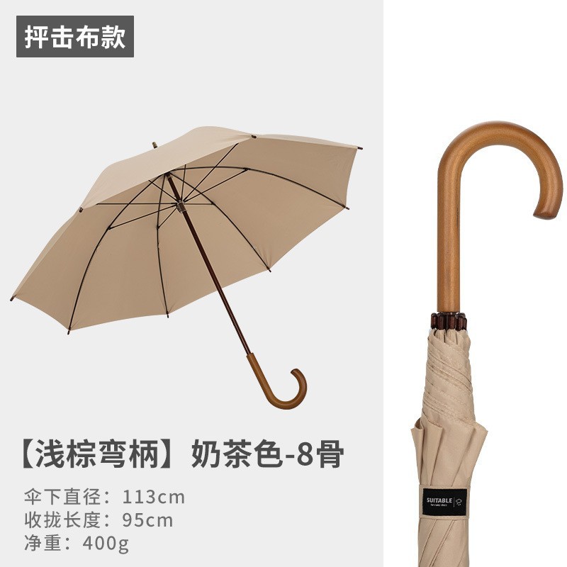 Paraguas grande de mango largo con 16 varillas para hombre, reforzado y resistente, resistente al viento, de doble propósito para sol y lluvia, paraguas doble vintage de madera para mujer.