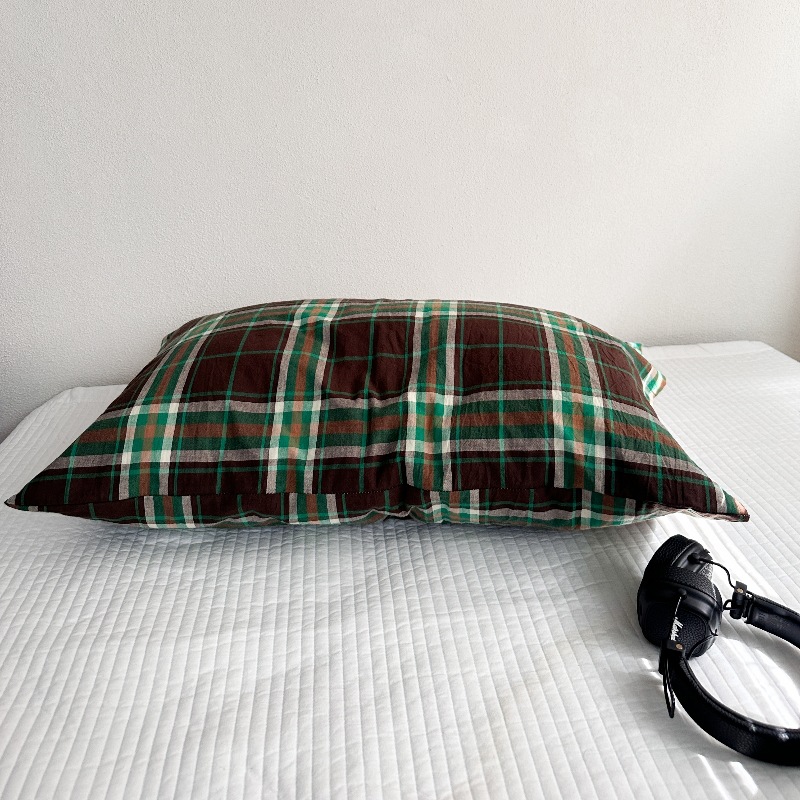 Ins風単品純綿枕カバー格子純色と封筒式枕カバー48*74単品枕芯内胆カバー